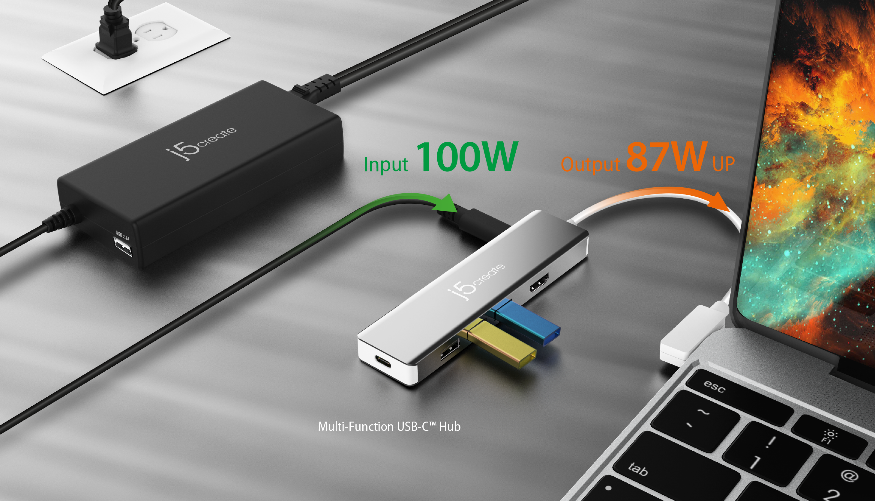 Multiprise USB WATT AND CO 3M 2 USB 4.8A Watt and co en multicolore