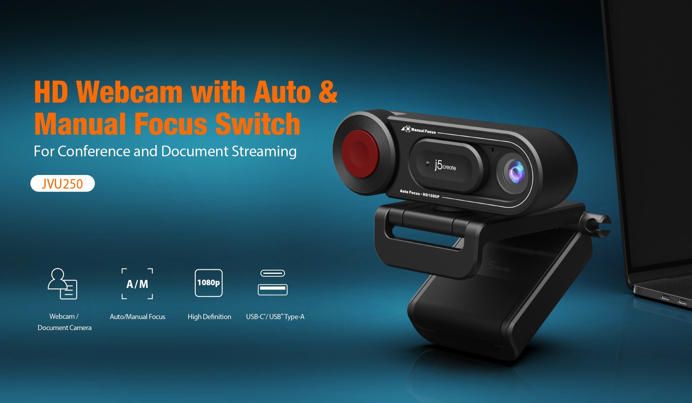 HD Webcam with Auto & Manual Focus Switch – j5create