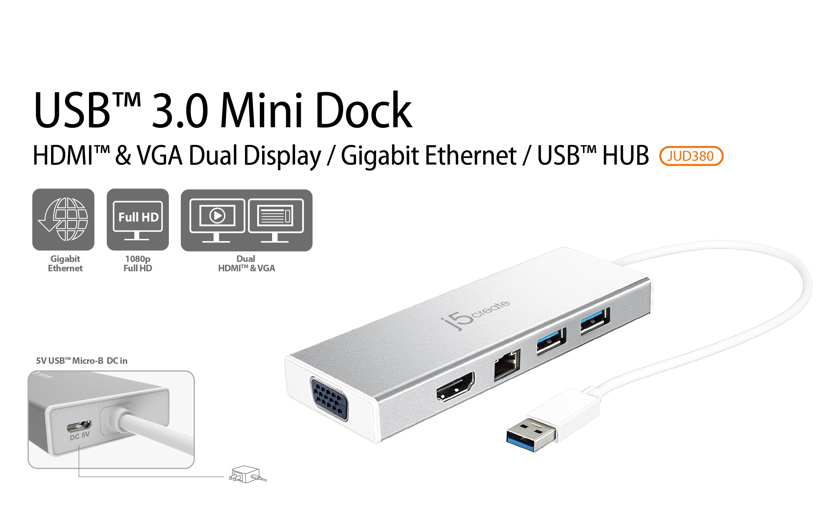 USB 3.0 SuperSpeed HDMI/VGA Mini Docking Station