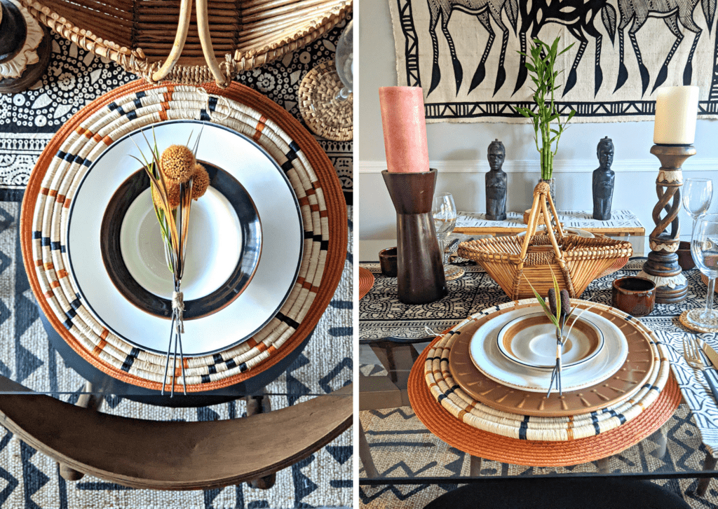 glass dining table top styled african inspired modern style
