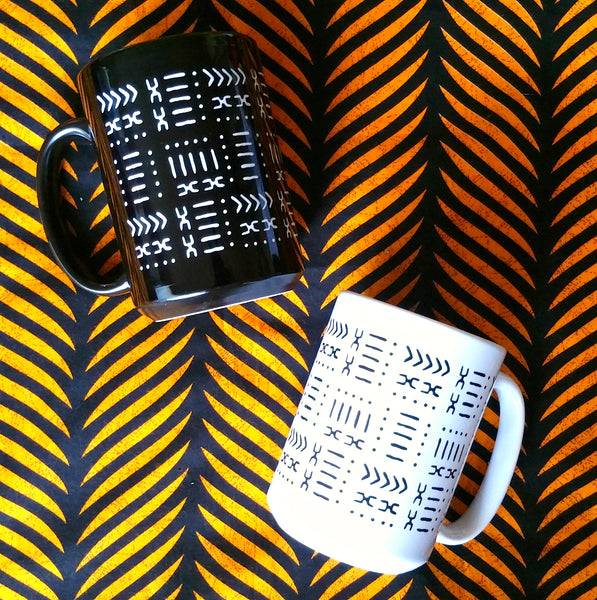 black white african pattern coffee mugs