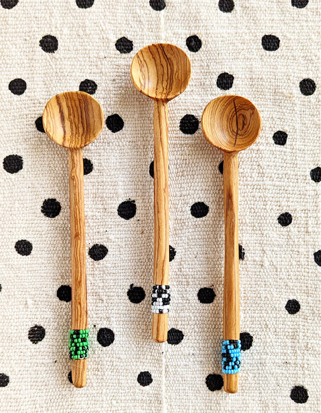 olive wood spoons bead handles