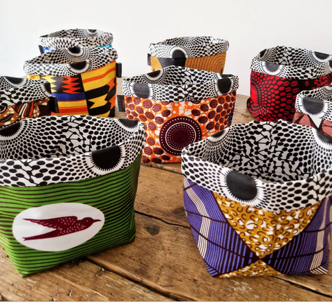 african fabric storage bin