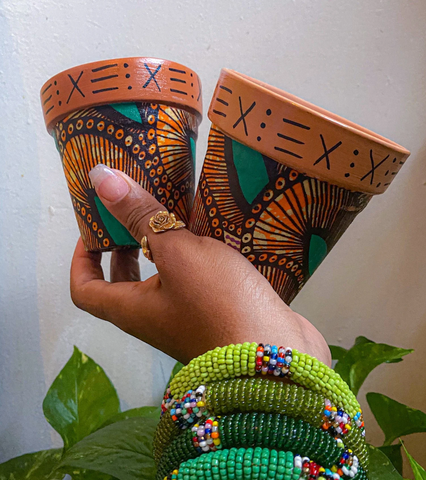 african fabric flower pots