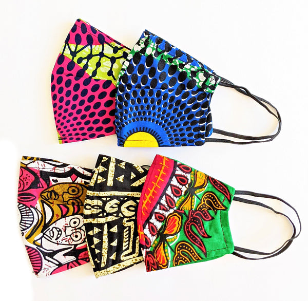 Colorful Ankara african print fabric face masks