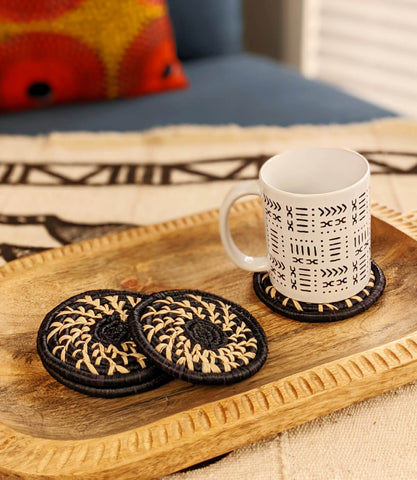 black halloween drink coaster set