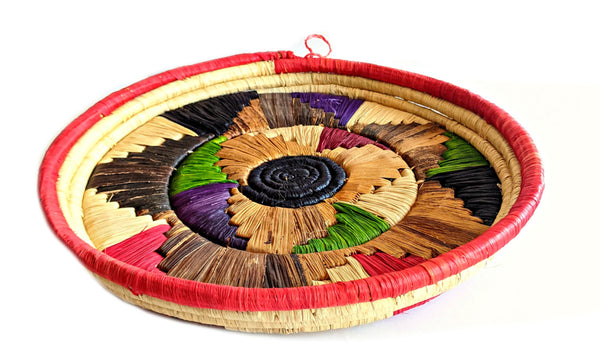 colorful woven African serving tray