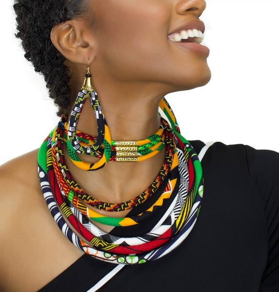 Lätzchen-Halskette aus Stoff und Kordel mit afrikanischem Aufdruck, mehrlagiger Ratgeber für Muttertagsgeschenke