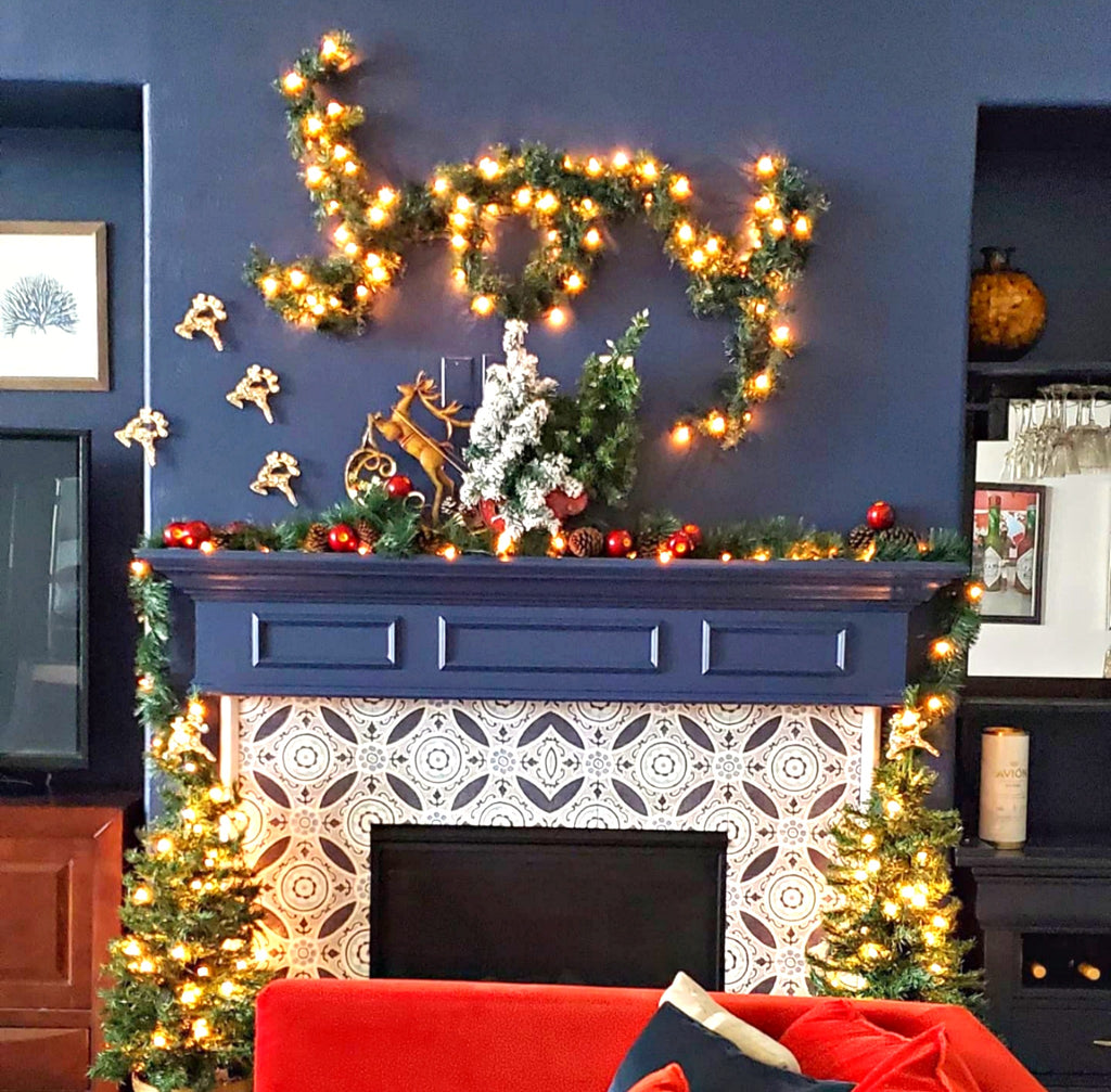 holiday christmas light on mantle how we live decor blog home tour