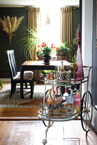 how we live home tour boho bar cart dining room