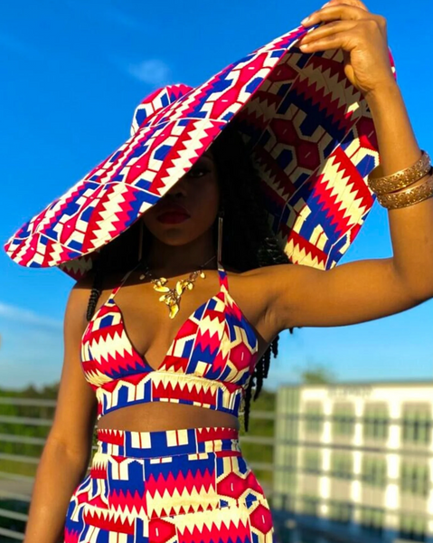 grand chapeau de soleil en tissu imprimé africain