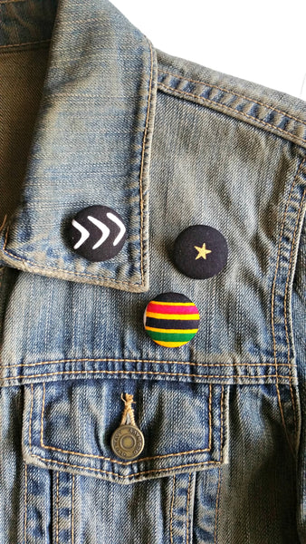 african print fabric button jacket lapel pins