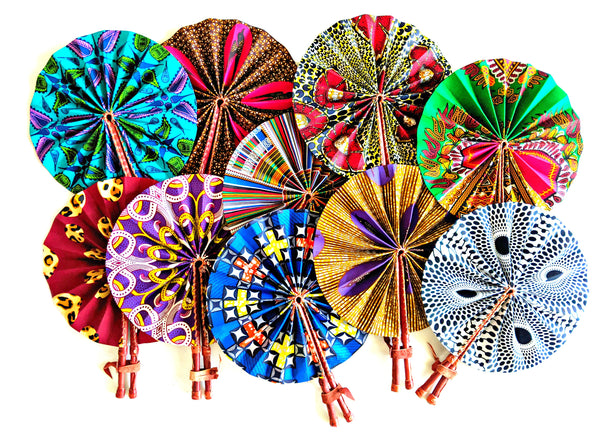 ankara african fabric folding fabric hand fans