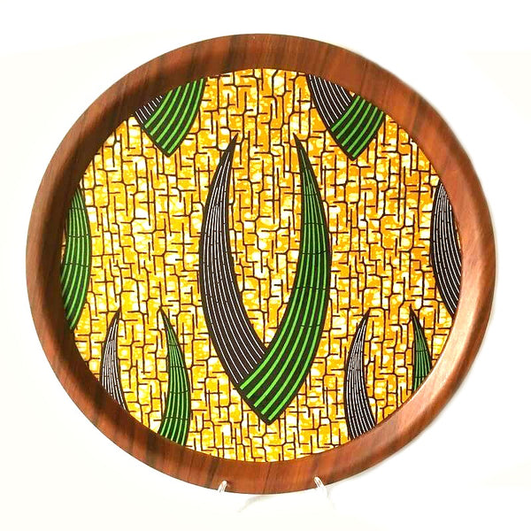 Afrikanisches bedrucktes Stoff-Serviertablett aus Holz, Ankara-Dekorideen, unterhaltsamer Frühling