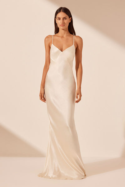 Shona Joy LA LUNE FRILL CUFF BIAS MIDI DRESS - CREAM New Wedding Dress Save  16% - Stillwhite