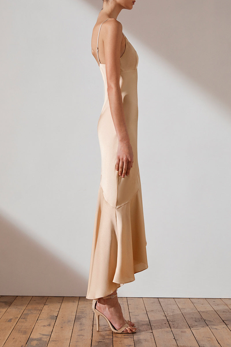 shona joy luxe bias asymmetrical slip dress