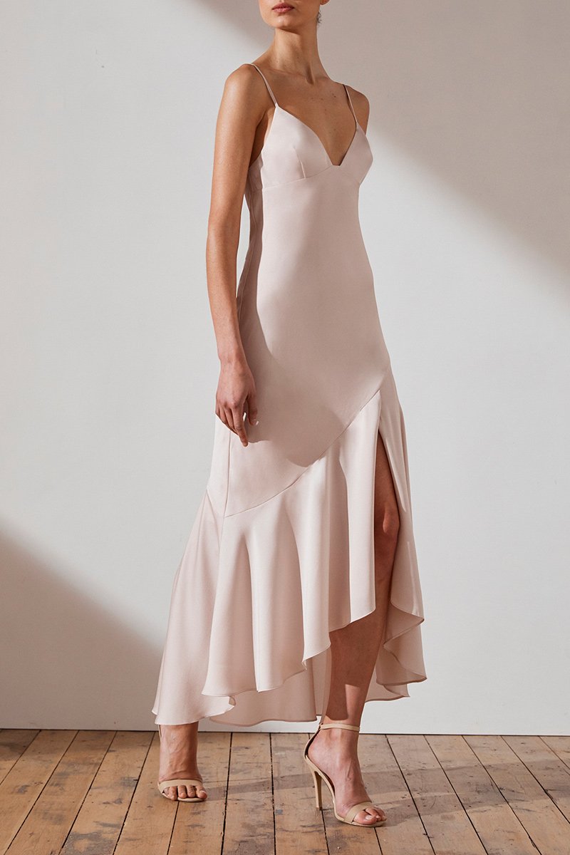 shona joy luxe bias asymmetrical slip dress