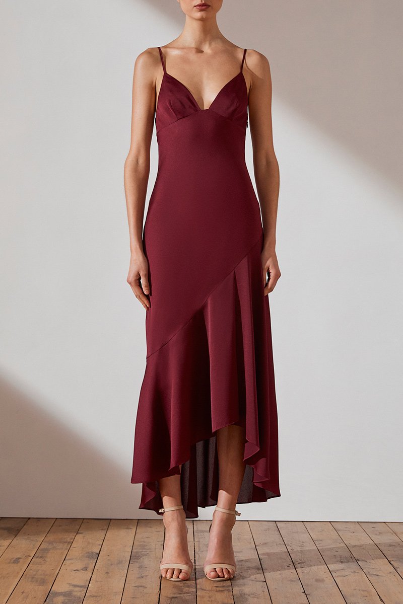 shona joy red slip dress