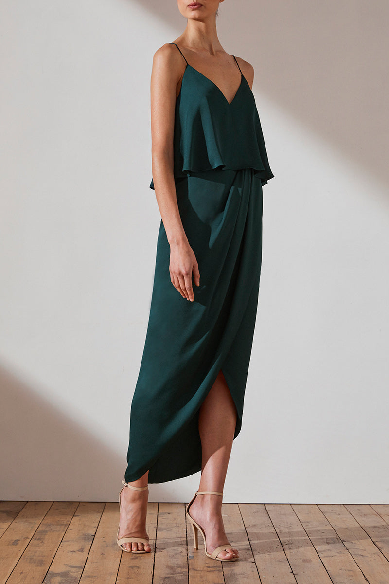 shona joy luxe draped cocktail frill dress