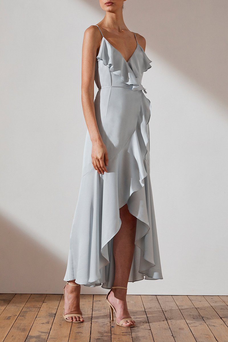 shona joy frill wrap dress