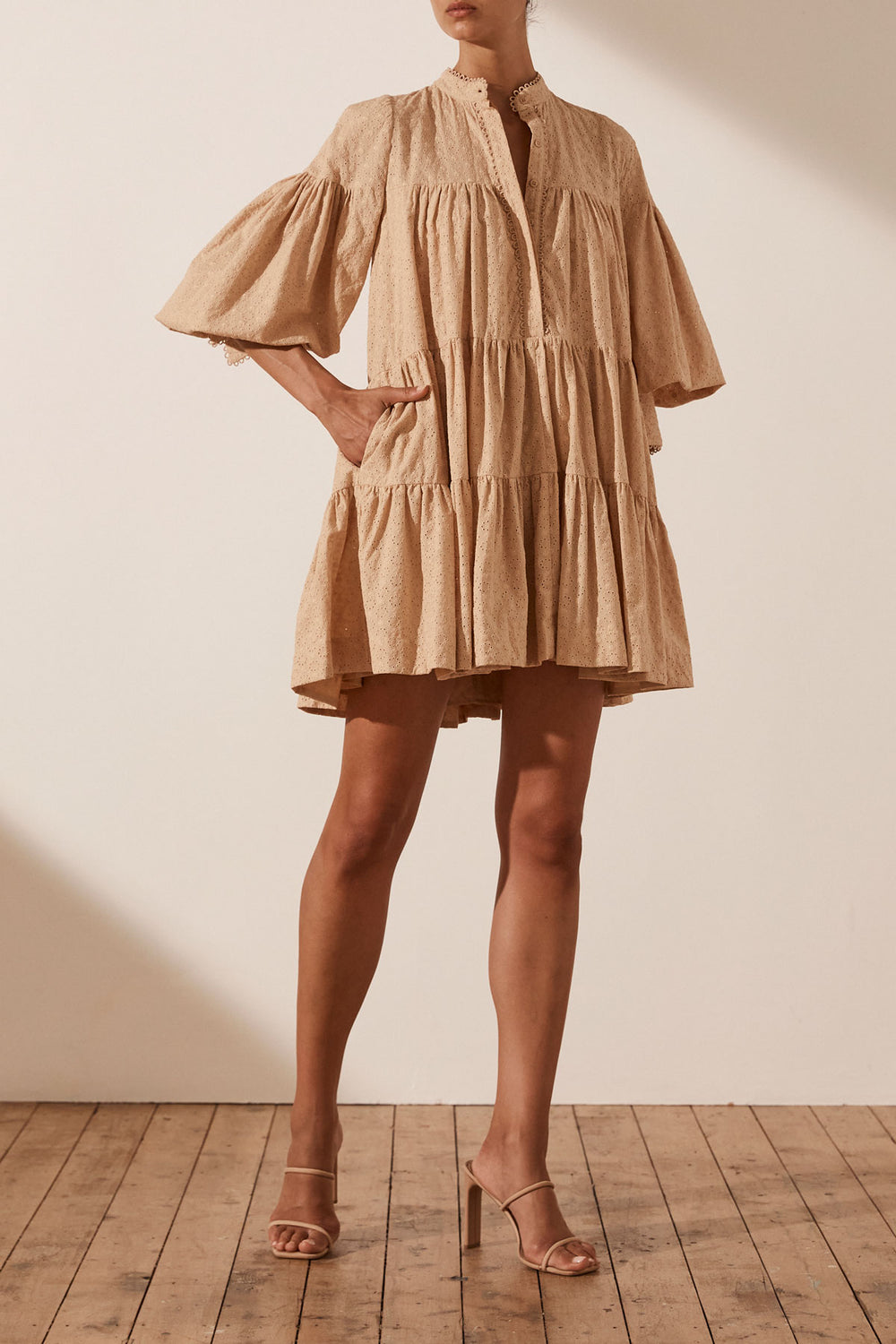 shona joy harper ruffle mini dress