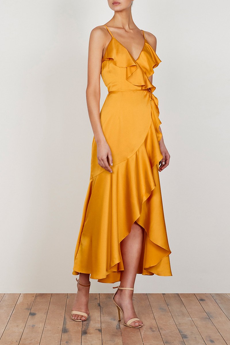 shona joy frill wrap dress