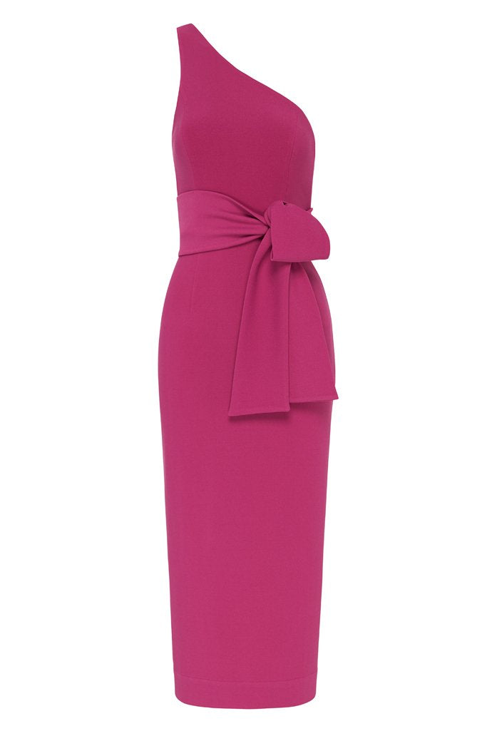 shona joy celeste ruffle front midi with belt