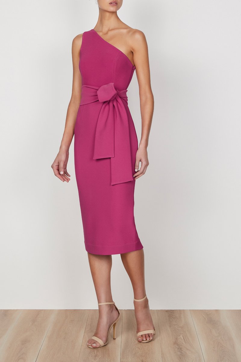 fuchsia one shoulder dress