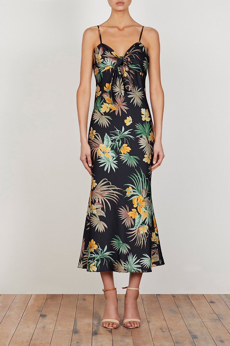 shona joy tie front midi dress