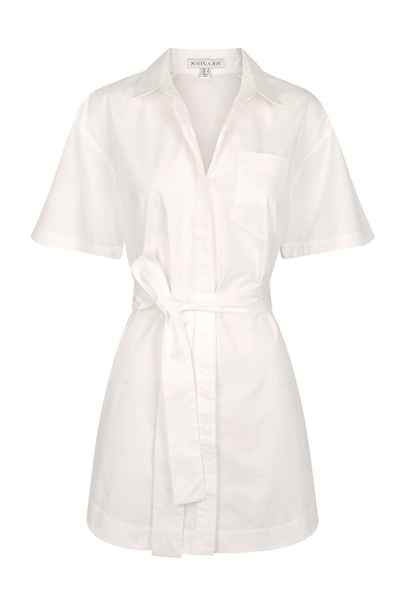 white cotton button up dress