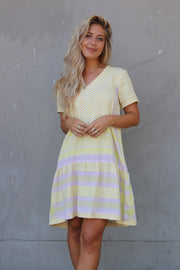 Dress 2 V Short Sleeves - Lavender Fog/Lemonade