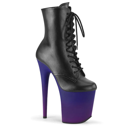 FLAMINGO-1020BP Black Faux Leather/Blue-Purple Ombre Ankle Boot