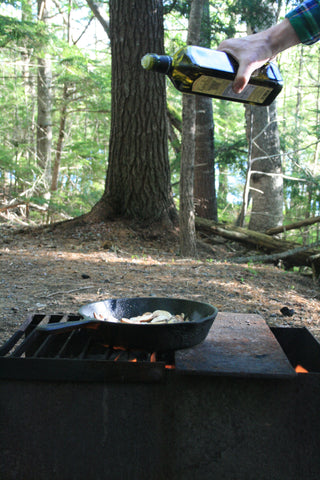 Bite Sized Kitchen cooking on the campground for Faire Child.