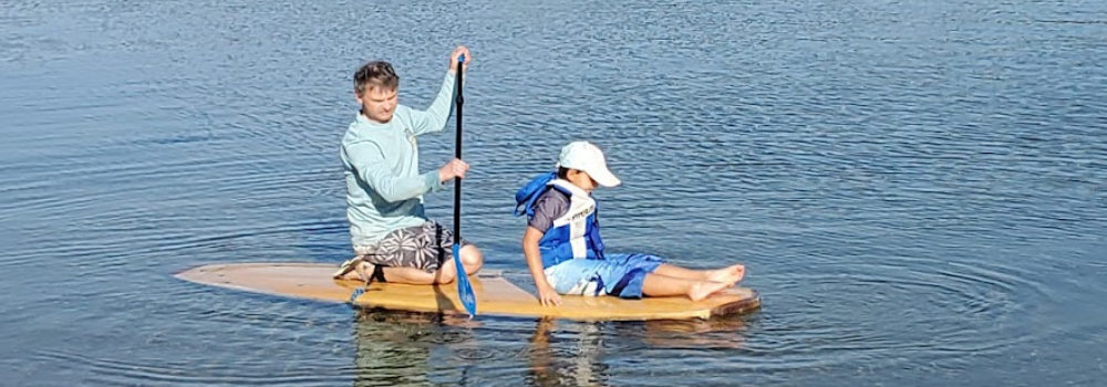 Custom made paddleboard in use