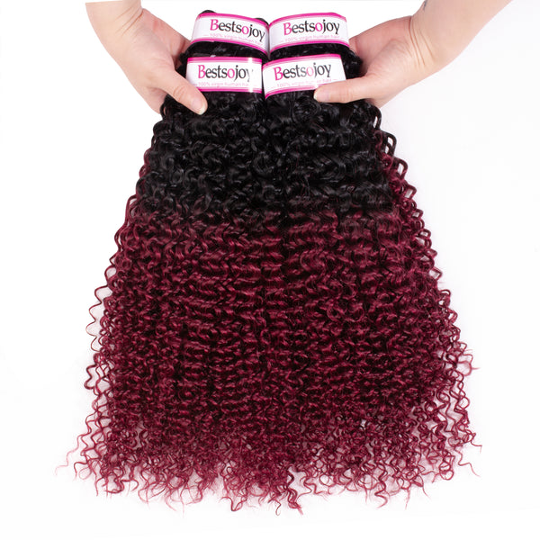 Bestsojoy 1b 99j Ombre Brazilian Virgin Hair Kinky Curly 3 Bundle Deal