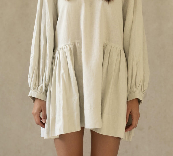 IN STOCK | LINEN SOMERLUS DRESS OATMEAL