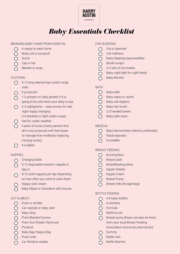 newborn shopping checklist