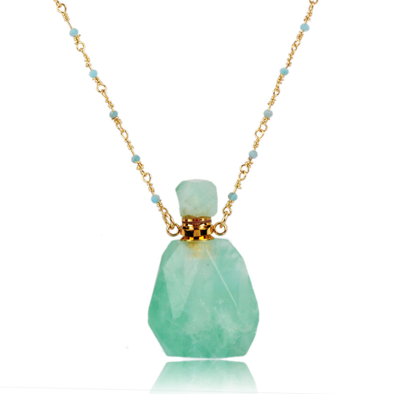 Dreamer Gemstone Gold Perfume Bottle Necklace – ZENGORI