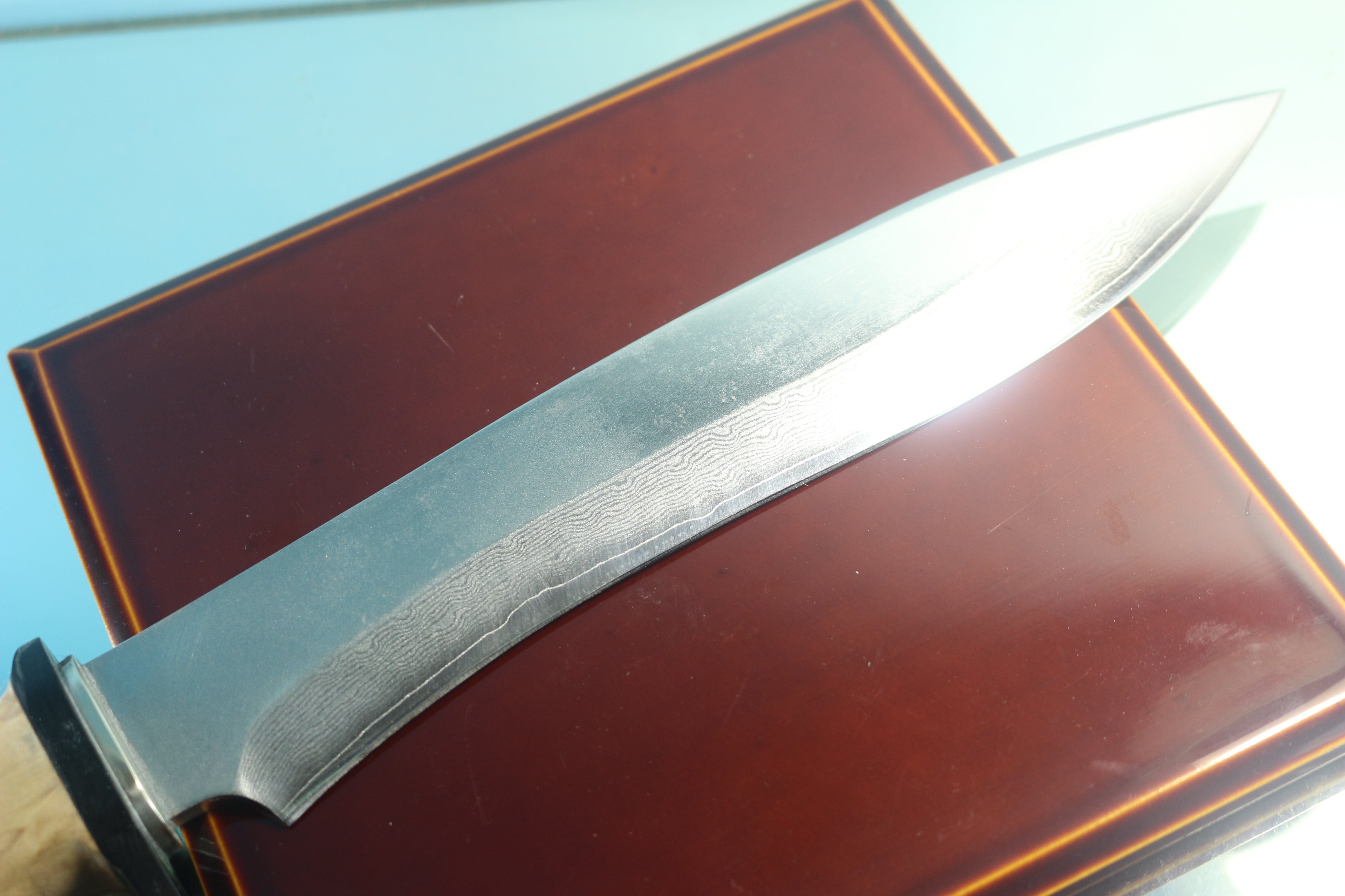 Fumio Inagaki FI-750 Recurved Hamaguri-ba Hunter, 9" VG-10 Damascus Blade - Image 6