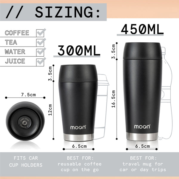 450ML, Stainless Steel Reusable Vacuum Flask with Leakproof Lid