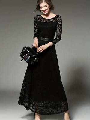 Elegant 3/4 Sleeve Lace Party Casual Dress - Ncocon