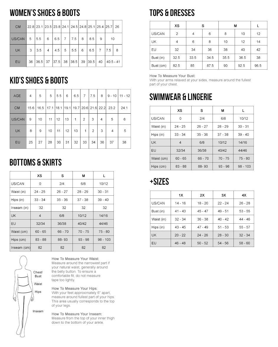 Size Chart: Choose by Your Hip Size: Description, PDF