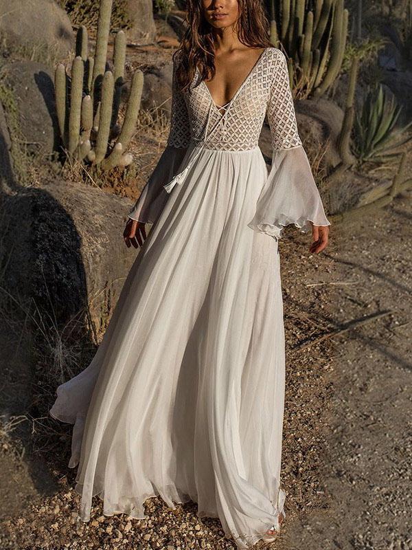 v neck backless maxi dress