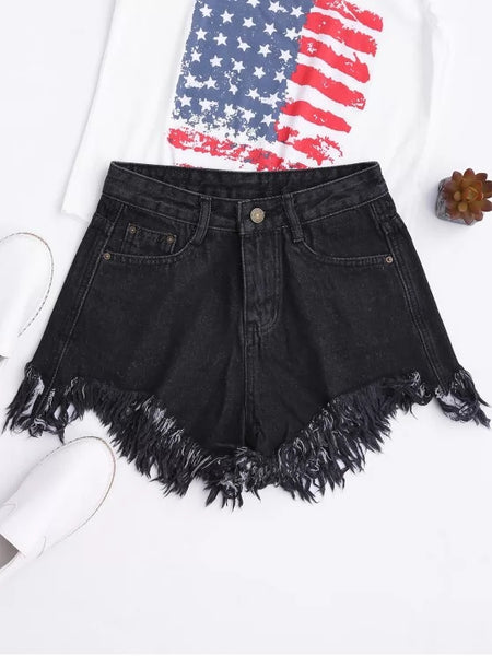 Trendy Wide Leg Frayed Hem Denim Shorts – Ncocon