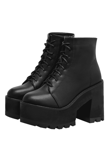 Trendy Chunky Heel Lace UP Platform Boots – Ncocon