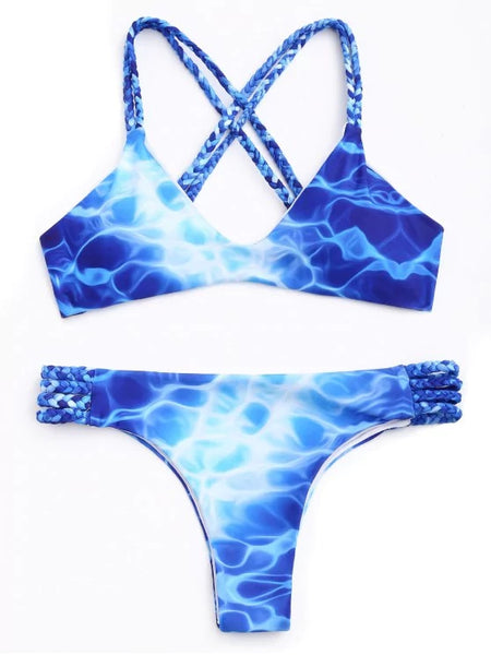 Cheap Cross Back Tie Dyed Plaited Bikini – Ncocon