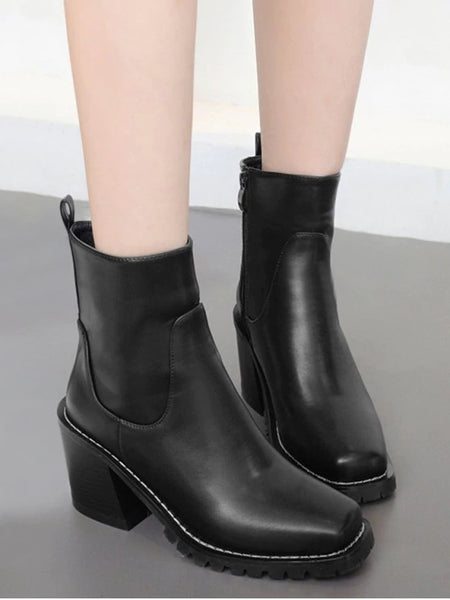 Stunning Block Heel Square Toe Ankle Boots – Ncocon