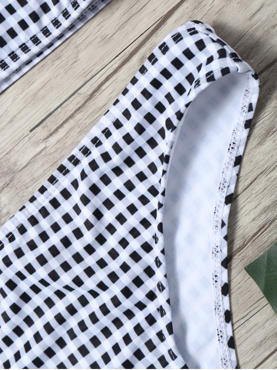 Trendy Short Sleeve Off Shoulder Plaid Bikini Set – Ncocon