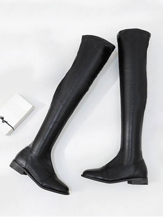 knee high flat leather boots