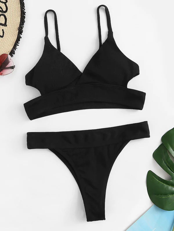 Black Cutout Halter Wrap Bikini Set – Ncocon